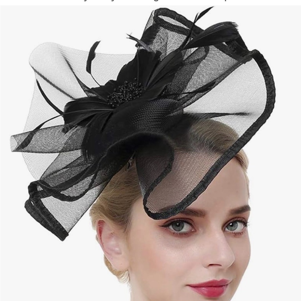 Woman’s Black Mesh Feather Fascinator NWT